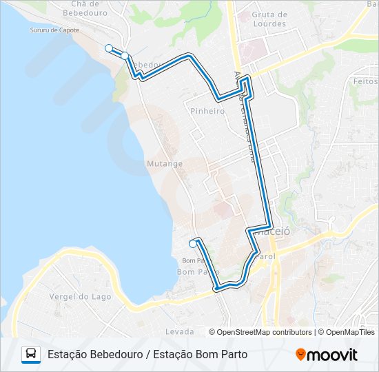Mapa da linha TRANSBORDO VLT de 