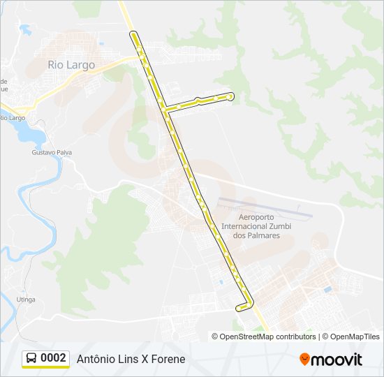 Mapa da linha 0002 de ônibus