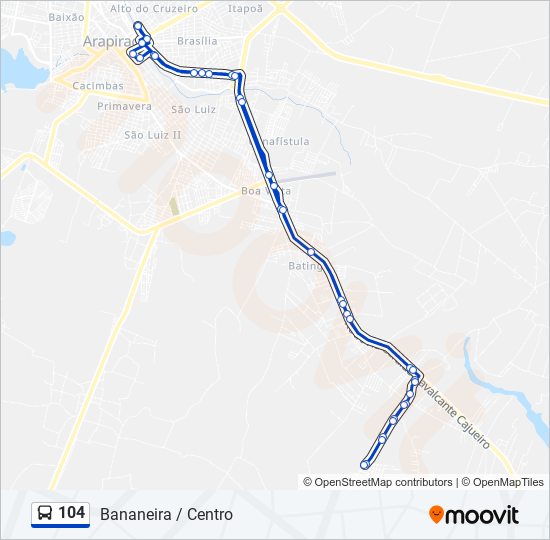 Mapa de 104 de autobús