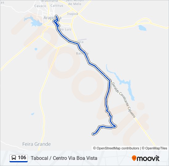 Mapa de 106 de autobús