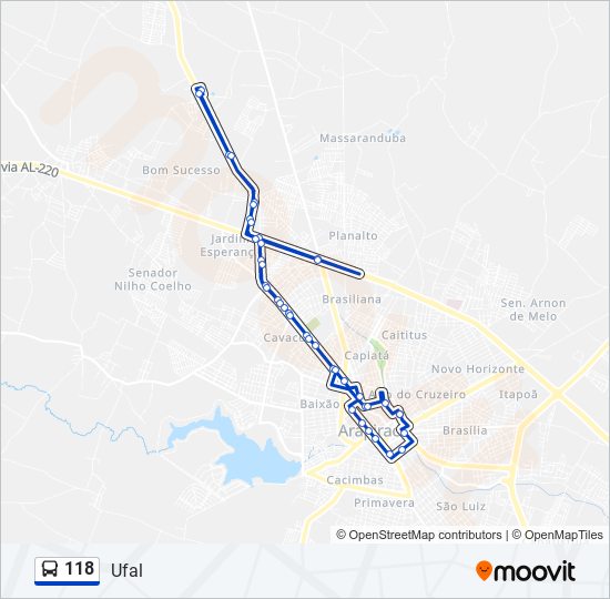 Mapa de 118 de autobús