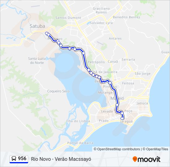 Mapa da linha 956 de ônibus