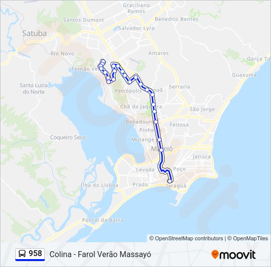 Mapa da linha 958 de ônibus