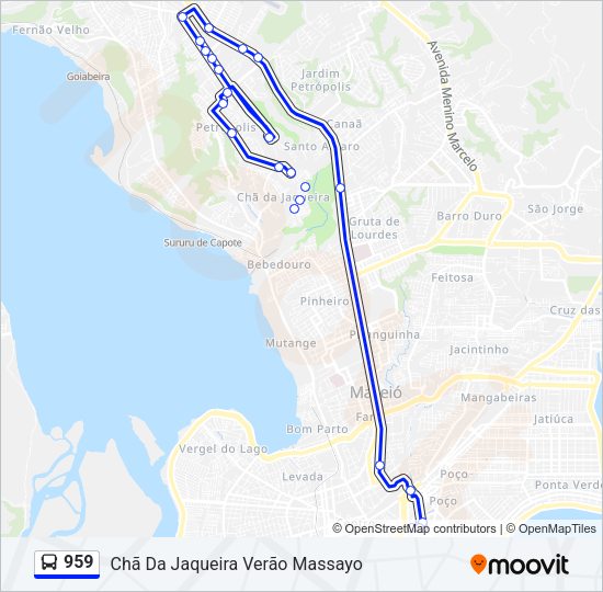 Mapa da linha 959 de ônibus