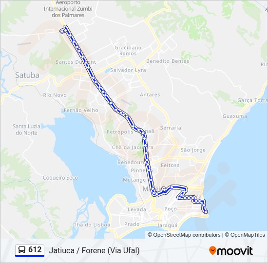 Mapa da linha 612 de ônibus