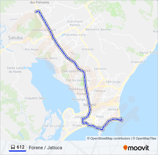 Mapa da linha 612 de ônibus