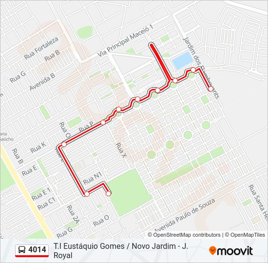 Mapa da linha 4014 de ônibus