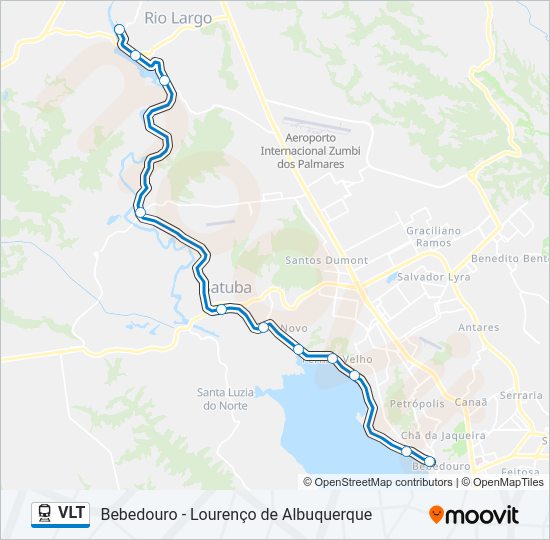 Mapa da linha VLT de trem