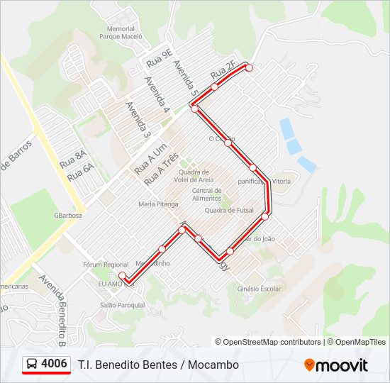 Mapa da linha 4006 de ônibus