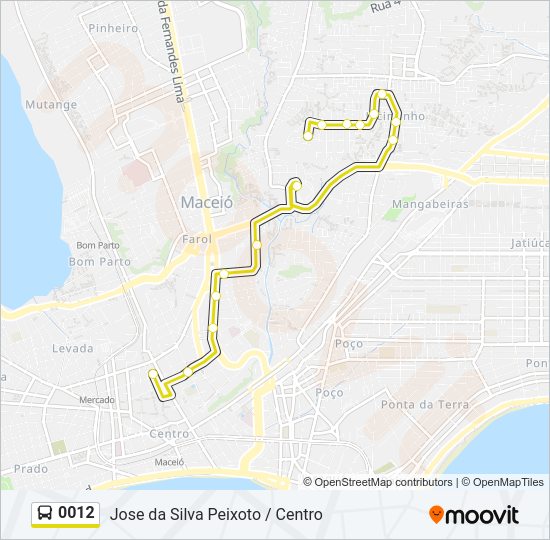 Mapa da linha 0012 de ônibus