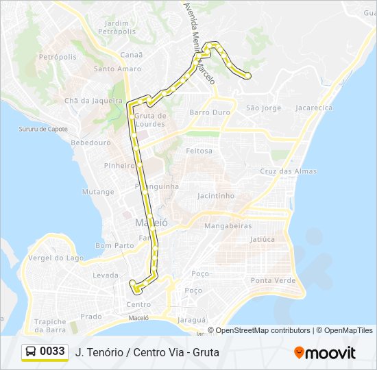 Mapa da linha 0033 de ônibus