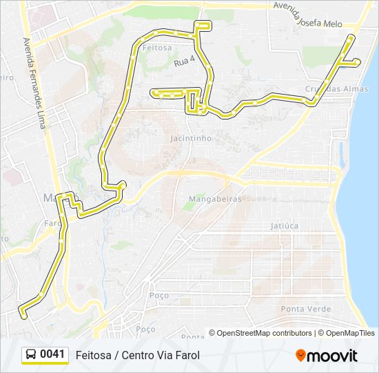 Mapa da linha 0041 de ônibus