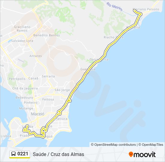 Mapa da linha 0221 de ônibus