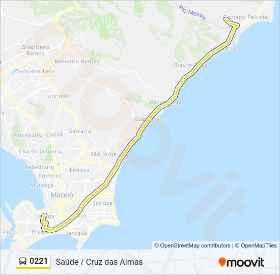 Mapa da linha 0221 de ônibus