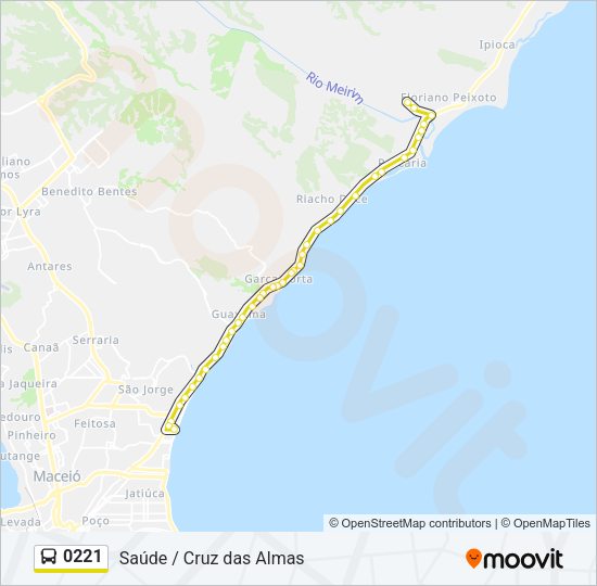 Mapa da linha 0221 de ônibus