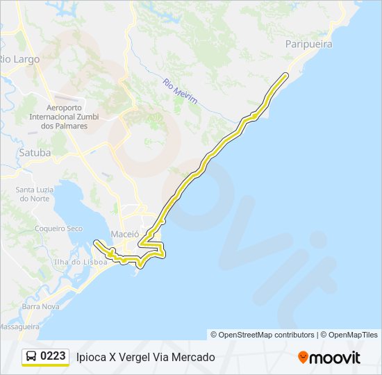 Mapa da linha 0223 de ônibus