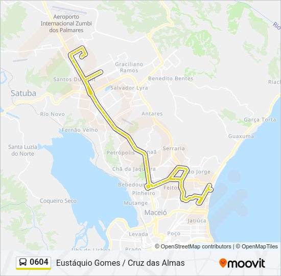 Mapa da linha 0604 de ônibus