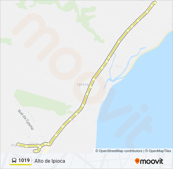 Mapa da linha 1019 de ônibus