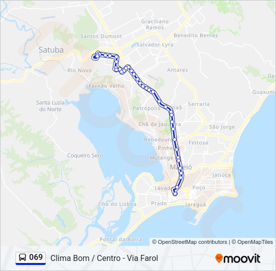 Mapa da linha 069 de ônibus
