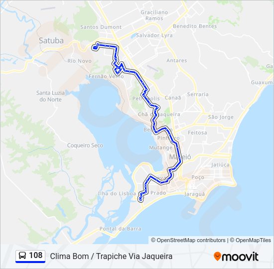 Mapa da linha 108 de ônibus