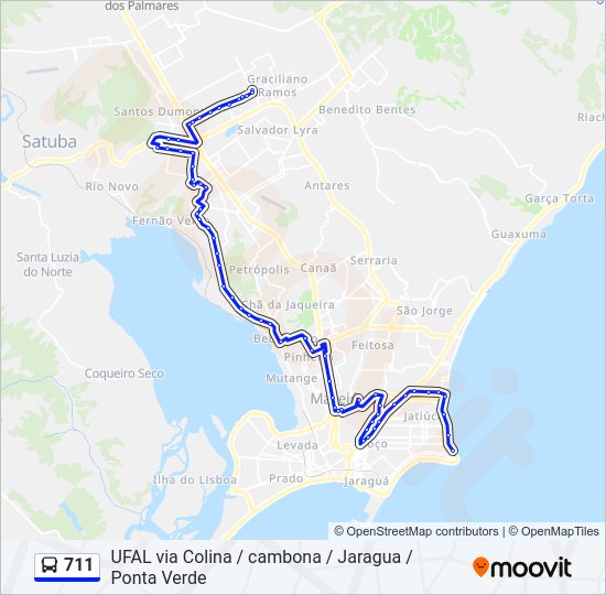 Mapa da linha 711 de ônibus