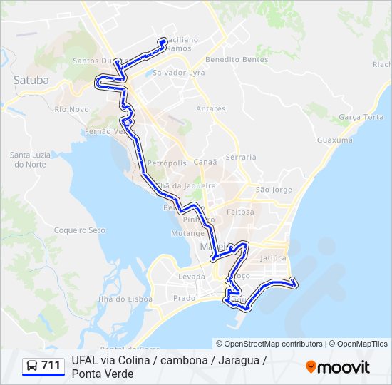 Mapa da linha 711 de ônibus