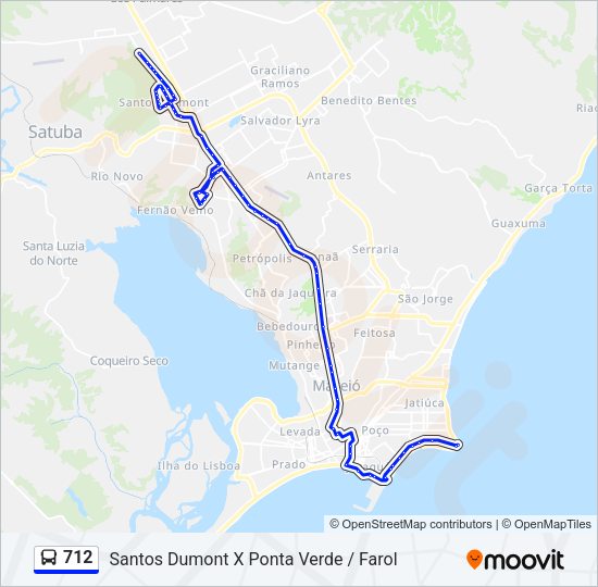 Mapa da linha 712 de ônibus