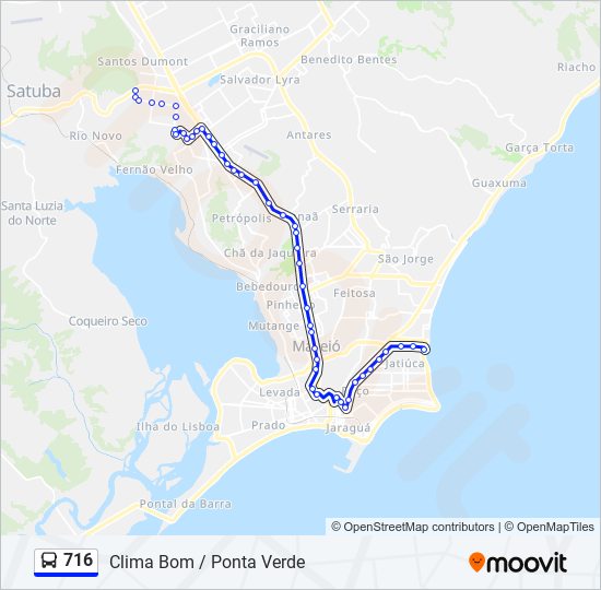 Mapa da linha 716 de ônibus