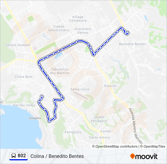 Mapa da linha 802 de ônibus