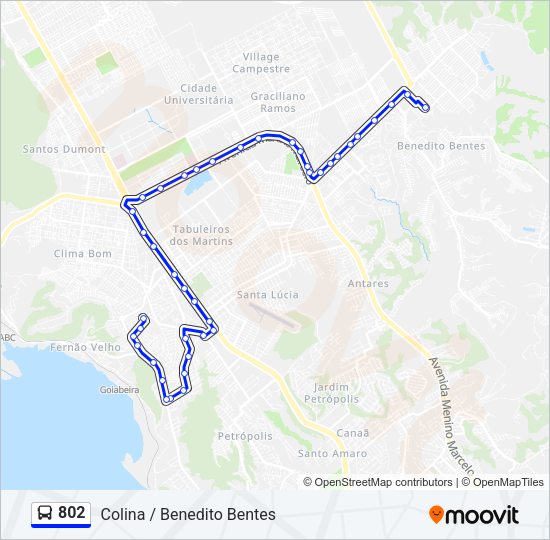 Mapa da linha 802 de ônibus
