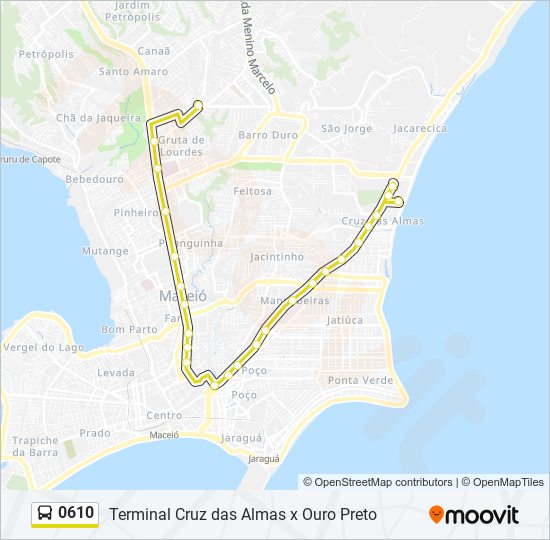 Mapa da linha 0610 de ônibus