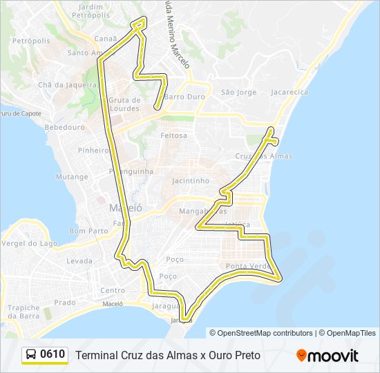 Mapa da linha 0610 de ônibus