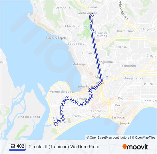 Mapa da linha 402 de ônibus