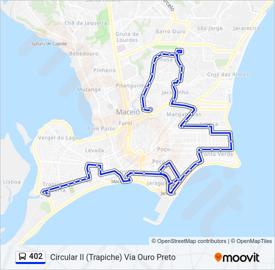 Mapa da linha 402 de ônibus