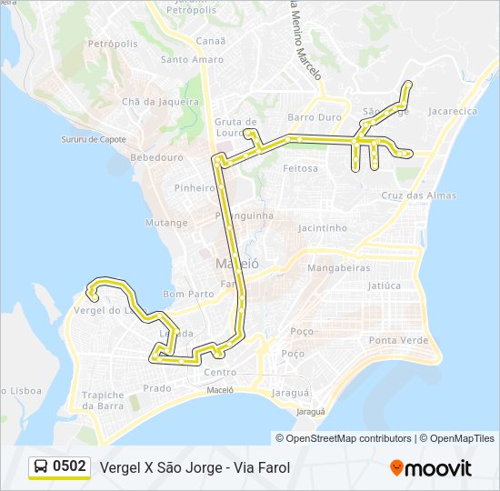 Mapa da linha 0502 de ônibus