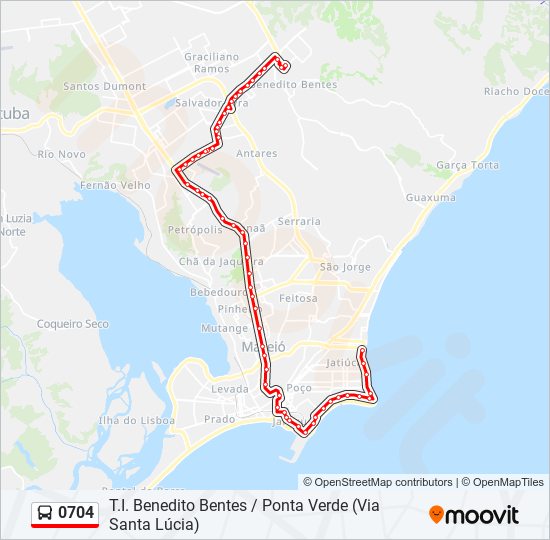 Mapa da linha 0704 de ônibus