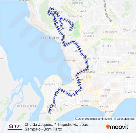 Mapa da linha 101 de ônibus