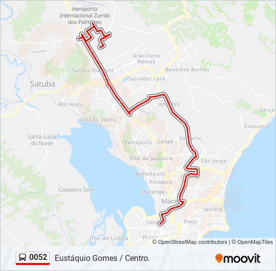 Mapa da linha 0052 de ônibus