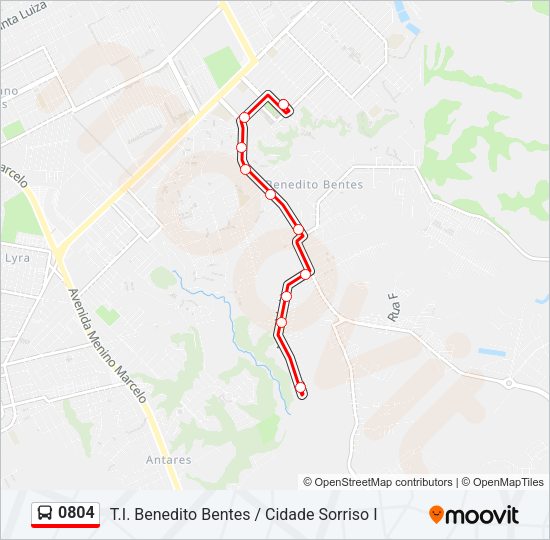 Mapa da linha 0804 de ônibus