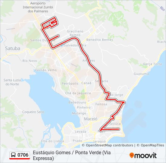 Mapa da linha 0706 de ônibus