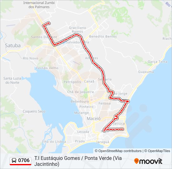 Mapa da linha 0706 de ônibus