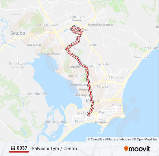 Mapa da linha 0037 de ônibus