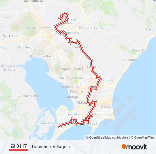 Mapa da linha 0117 de ônibus