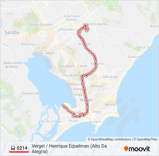 Mapa da linha 0214 de ônibus
