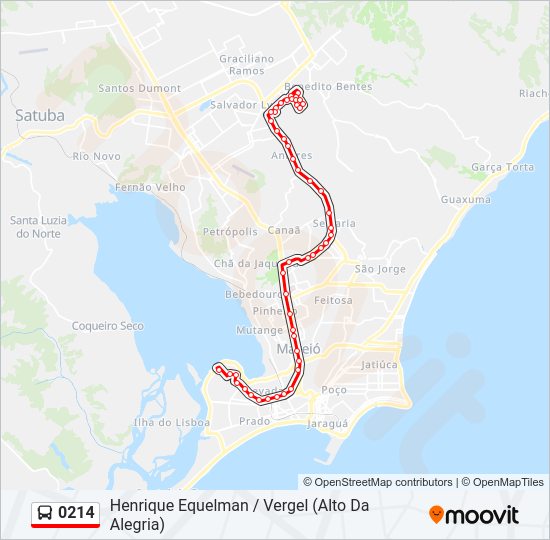 Mapa da linha 0214 de ônibus