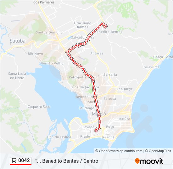 Mapa da linha 0042 de ônibus