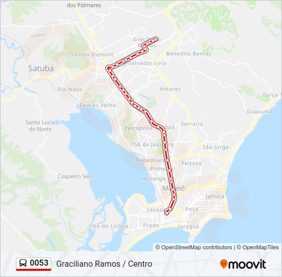 Mapa da linha 0053 de ônibus