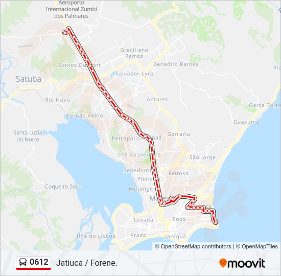 Mapa da linha 0612 de ônibus