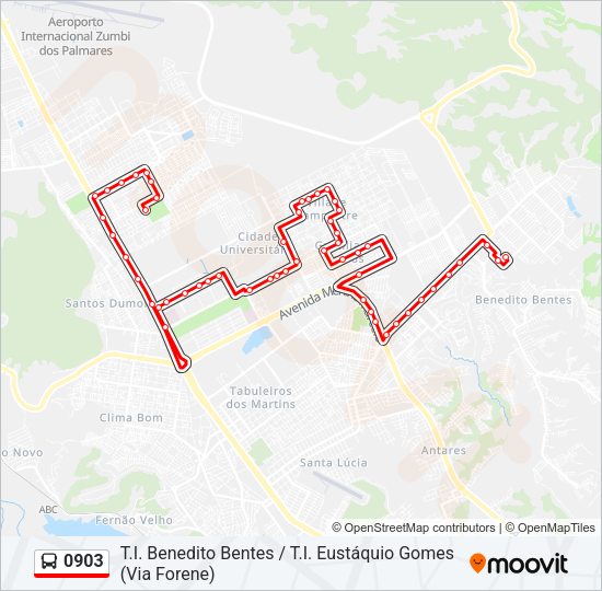 Mapa da linha 0903 de ônibus