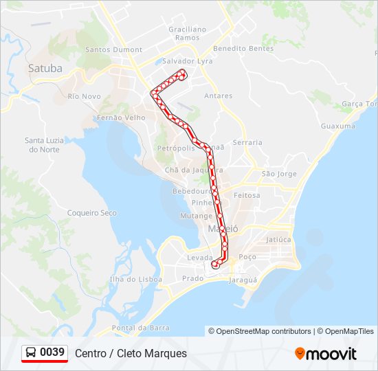 Mapa da linha 0039 de ônibus